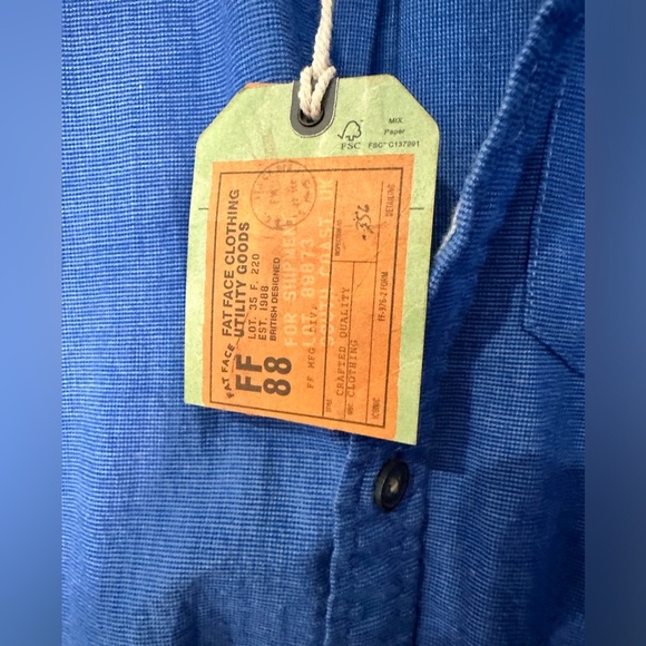 NWT Fat Face Tadlow 100% Cotton Long Sleeve Button Down Shirt Blue Men's Size S - Picture 6 of 10